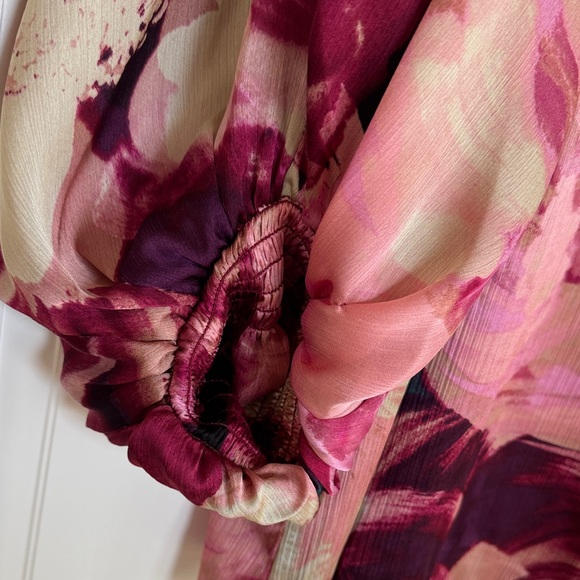 Vince Camuto Floral V-Neck Blouse - Pink and Black - Picture 7 of 7